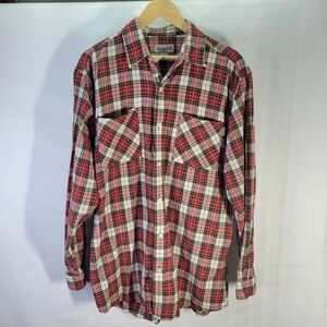Mens Carhartt Red Plaid Long Sleeve Cotton Button Front Shirt Size Large